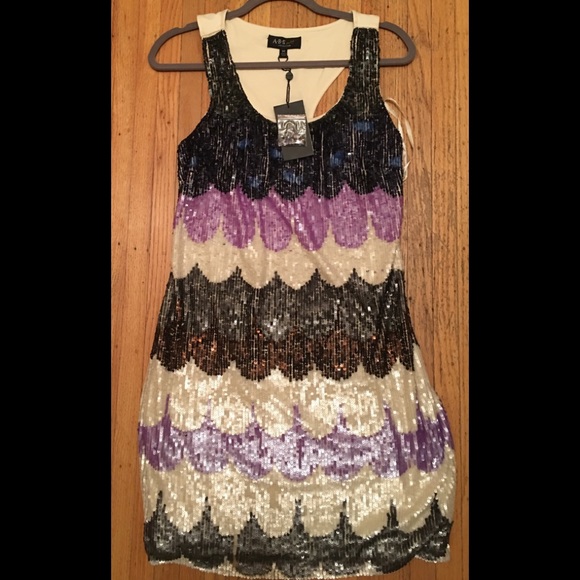 ABS sequin mini Dress Sz M NWT - Picture 2 of 8